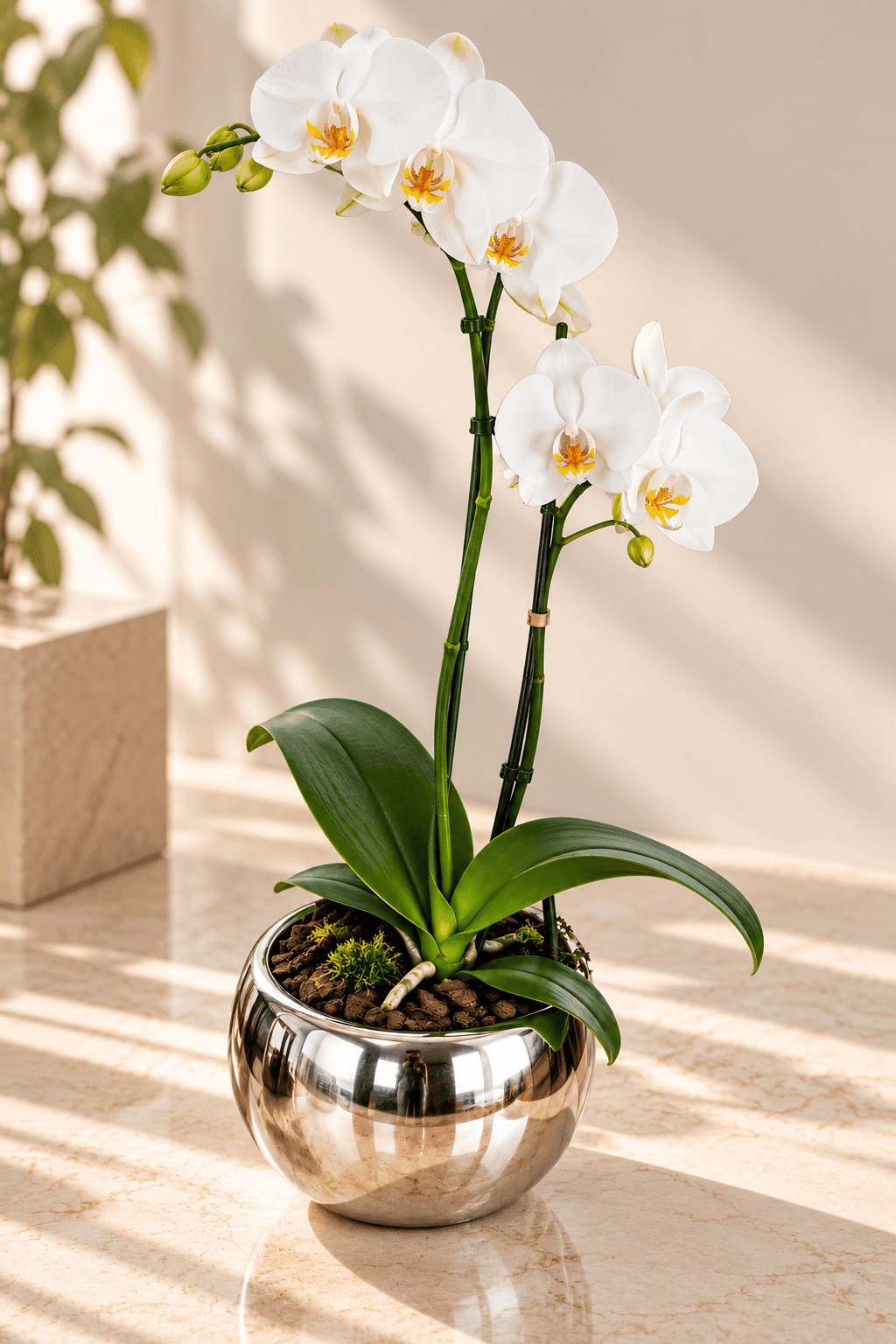 Orquídea Blanca Esfera Plata - Imagen 4