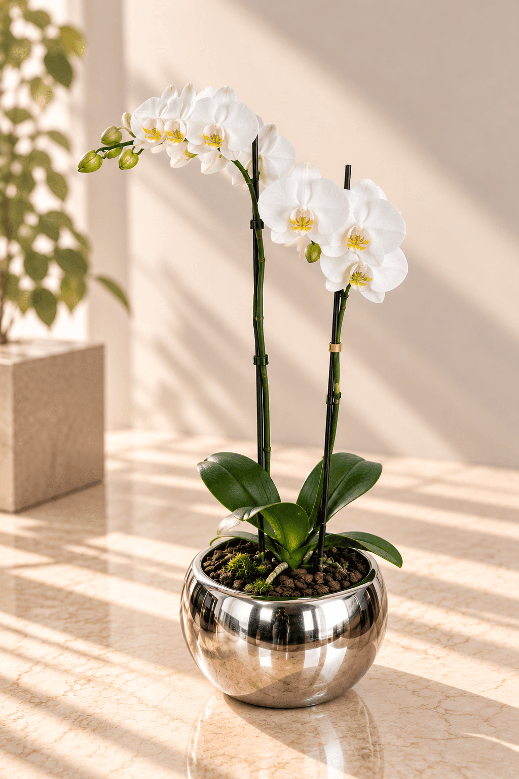 Orquídea Blanca Esfera Plata - Imagen 3