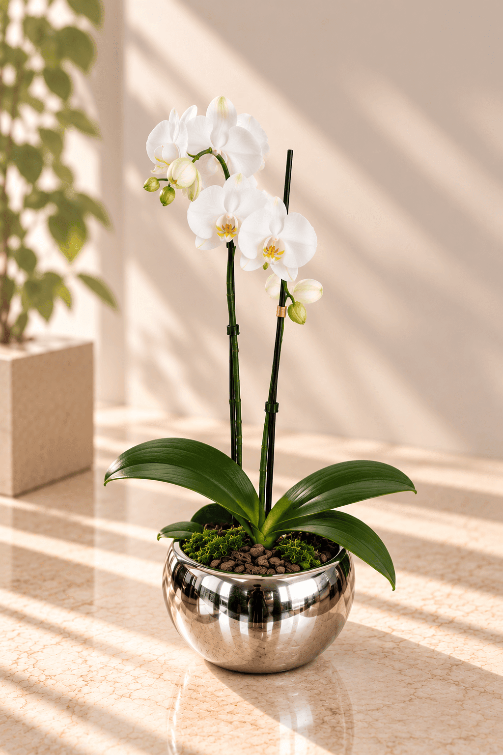 Orquídea Blanca Esfera Plata - Imagen 2